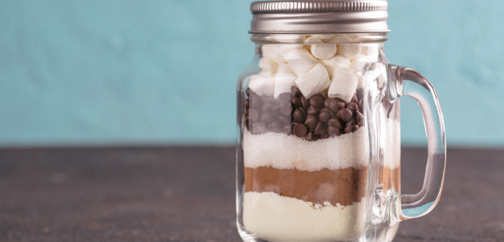 A jar of hot chocolate mix