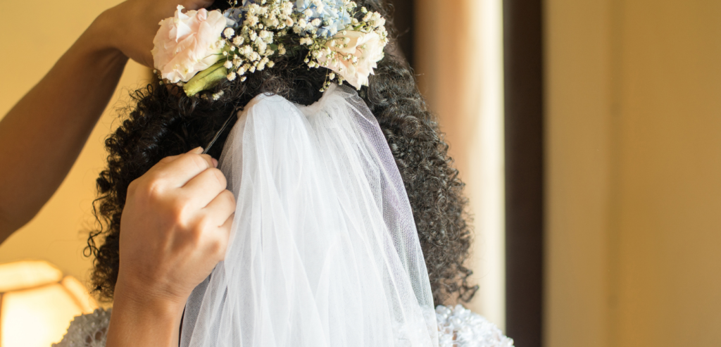 flower topped bridal veil